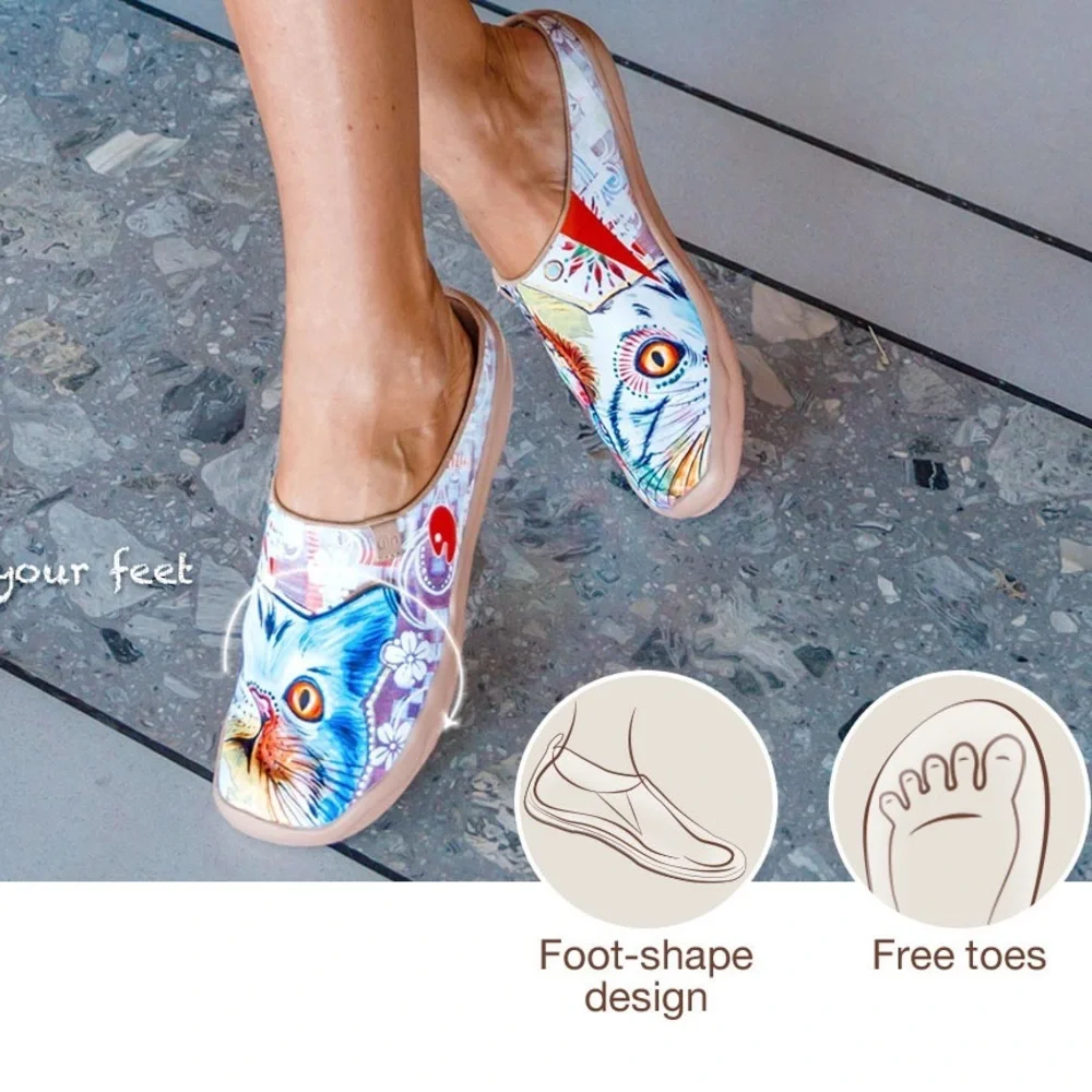 UIN CHEER UP SLIPPER Cat Print Colorful Lightweight Slip On Size 9.5 NEW - Picture 15 of 16